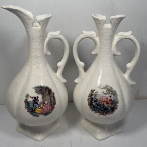 Victorian Courting Vases Pitchers Urn Goodsell Mold Co Ceramic Porcelain 134/135
